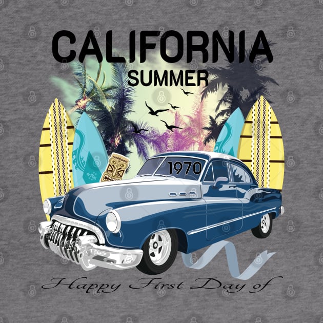 California Retro Surf Vintage classic Surfer Surfing Distressed T-Shirt by Meryarts